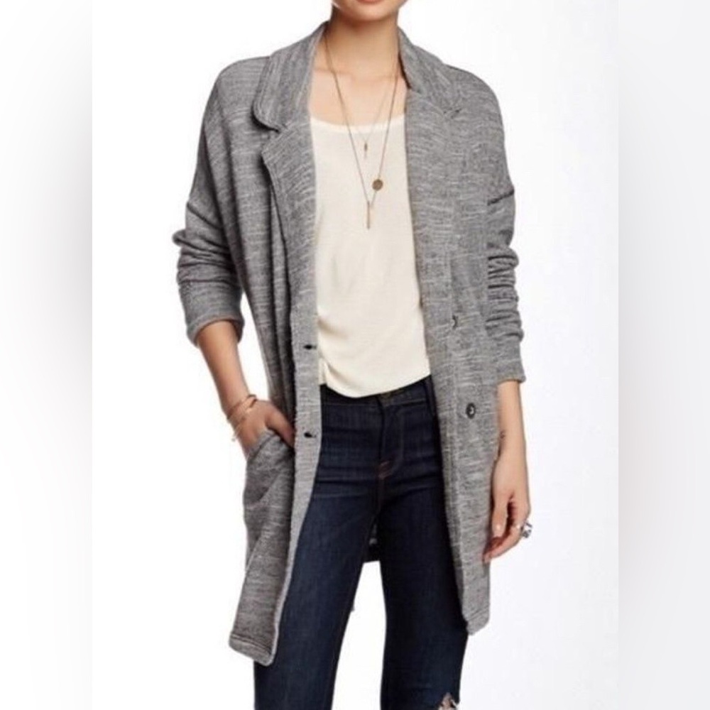 FREE PEOPLE “Casual Friday” Space Dyed Long Cardigan Sweater Blazer Jacket Coat